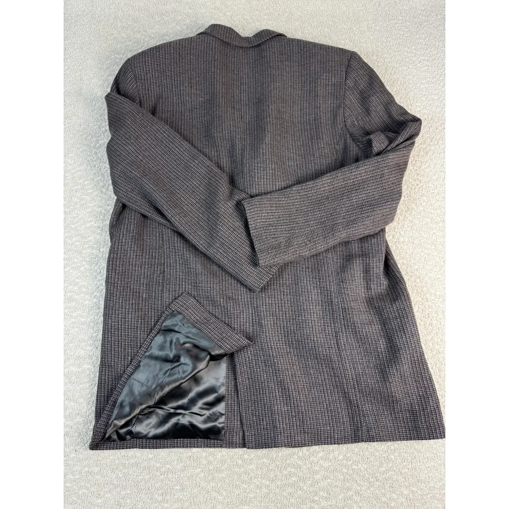 Territory‎ Ahead Blazer Mens 46L Brown Gray 100% Silk Houndstooth Sport Coat